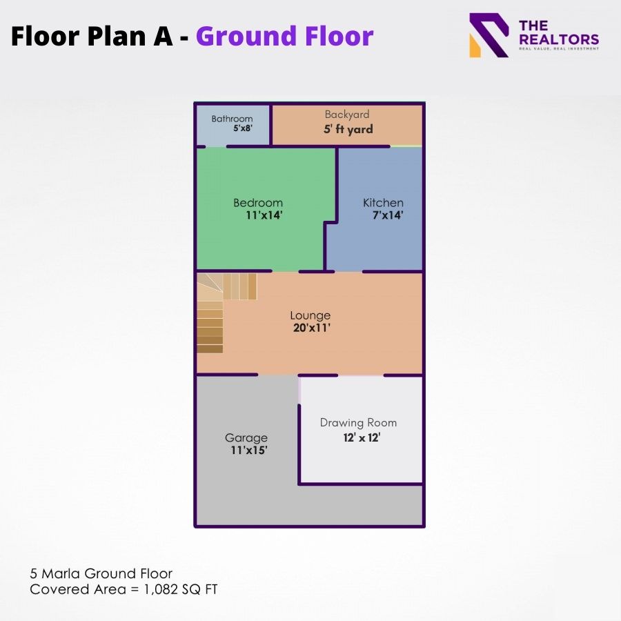 5 Marla House Plan - Floor plan A