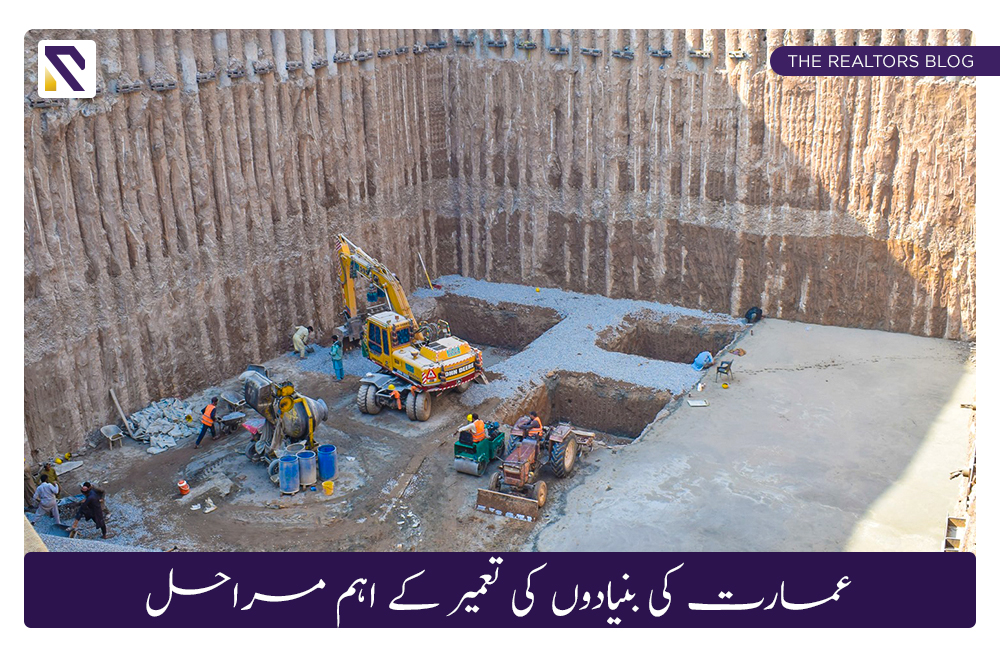 steps of constructing a building's foundation