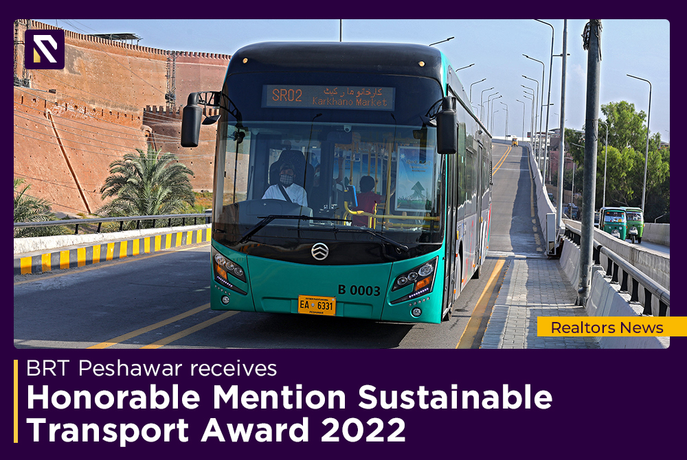 BRT Peshawar receives Honorable Mention Sustainable Transport Award 2022.